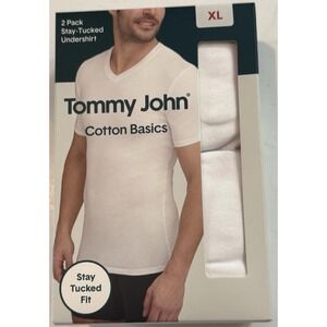 Tommy John Cotton Basics Stay-Tucked Undershirt 2-Pack White Size XL NWT